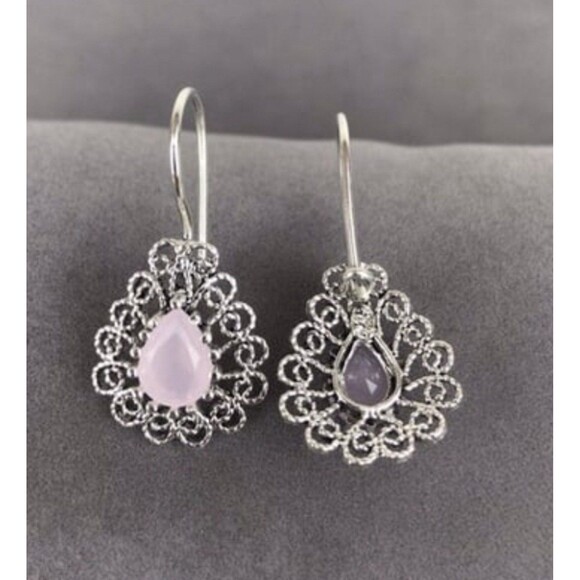 925 Sterling Silver Turkish Filigree Wedding Jewelry Set for Women, HandmadeGift - Picture 3 of 10